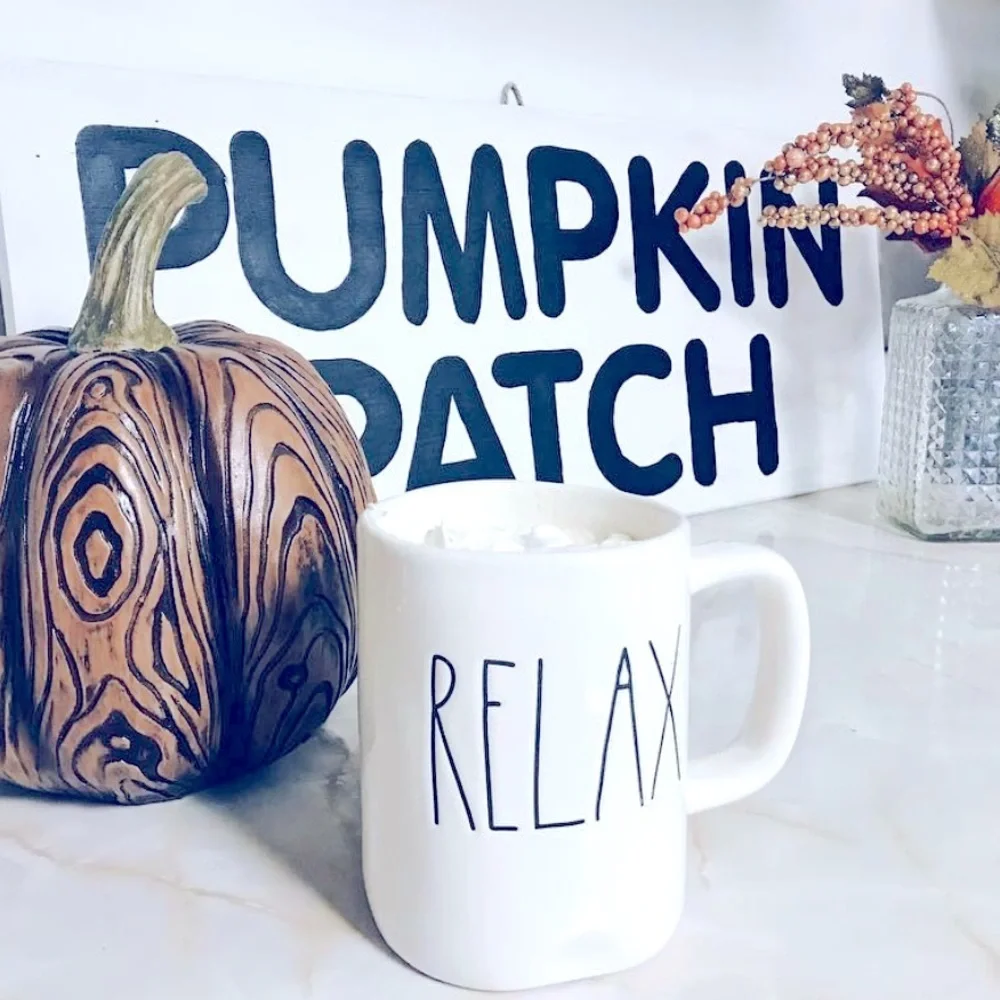 Rae Dunn Relax large letter coffee mug